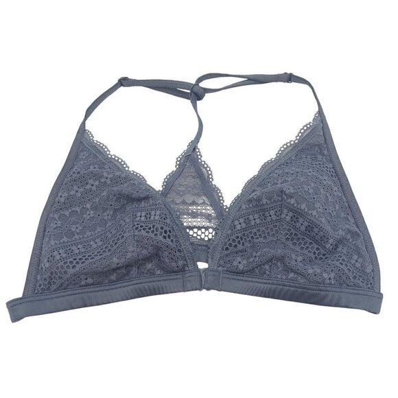 Victoria’s Secret Front Close Triangle Lace Bralette Blue Gray Women’s Size S - Picture 1 of 10